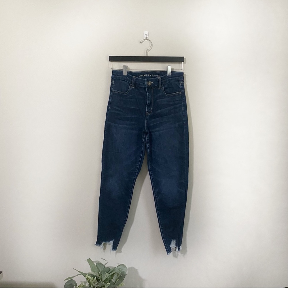 [American Eagle] Women's Dark Wash Denim Curvy Hi Rise Jegging Cropped Jeans